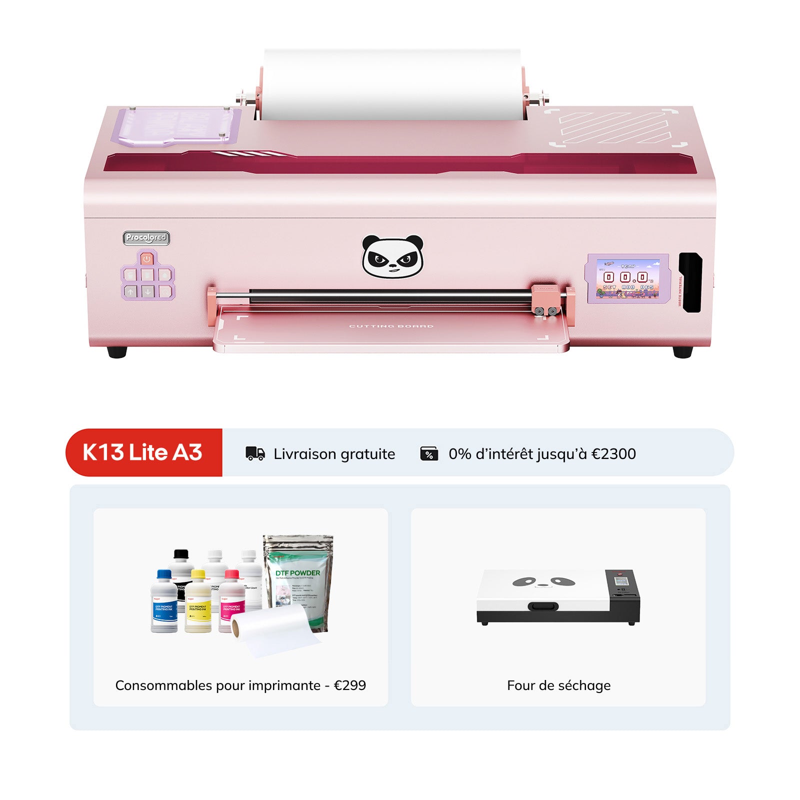 Imprimante DTF K13 Lite 13" A3 & Four - Rose